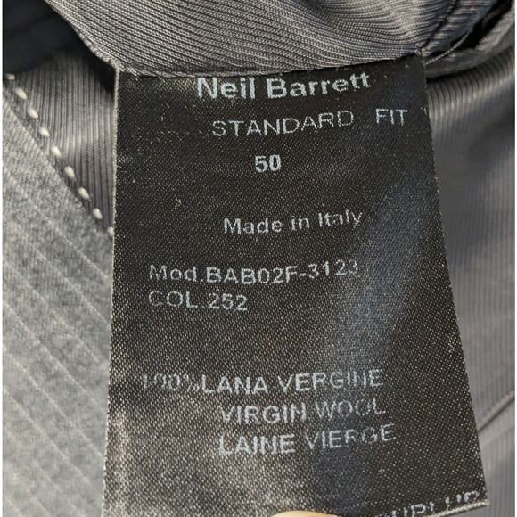 Neil Barrett Sport Coat Wool Notch Lapel‎ Mens 40 Gray Pinstripe Italian Blazer - Picture 7 of 15